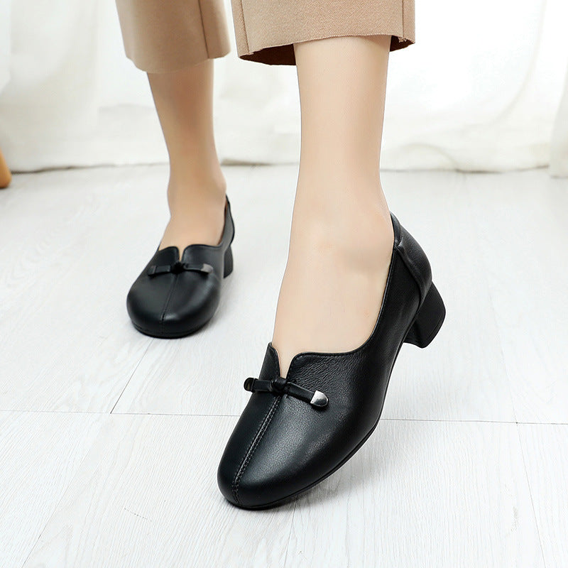 Women's One Pedal Mom Genuine Chunky Stylish Women's Fashion Shoes