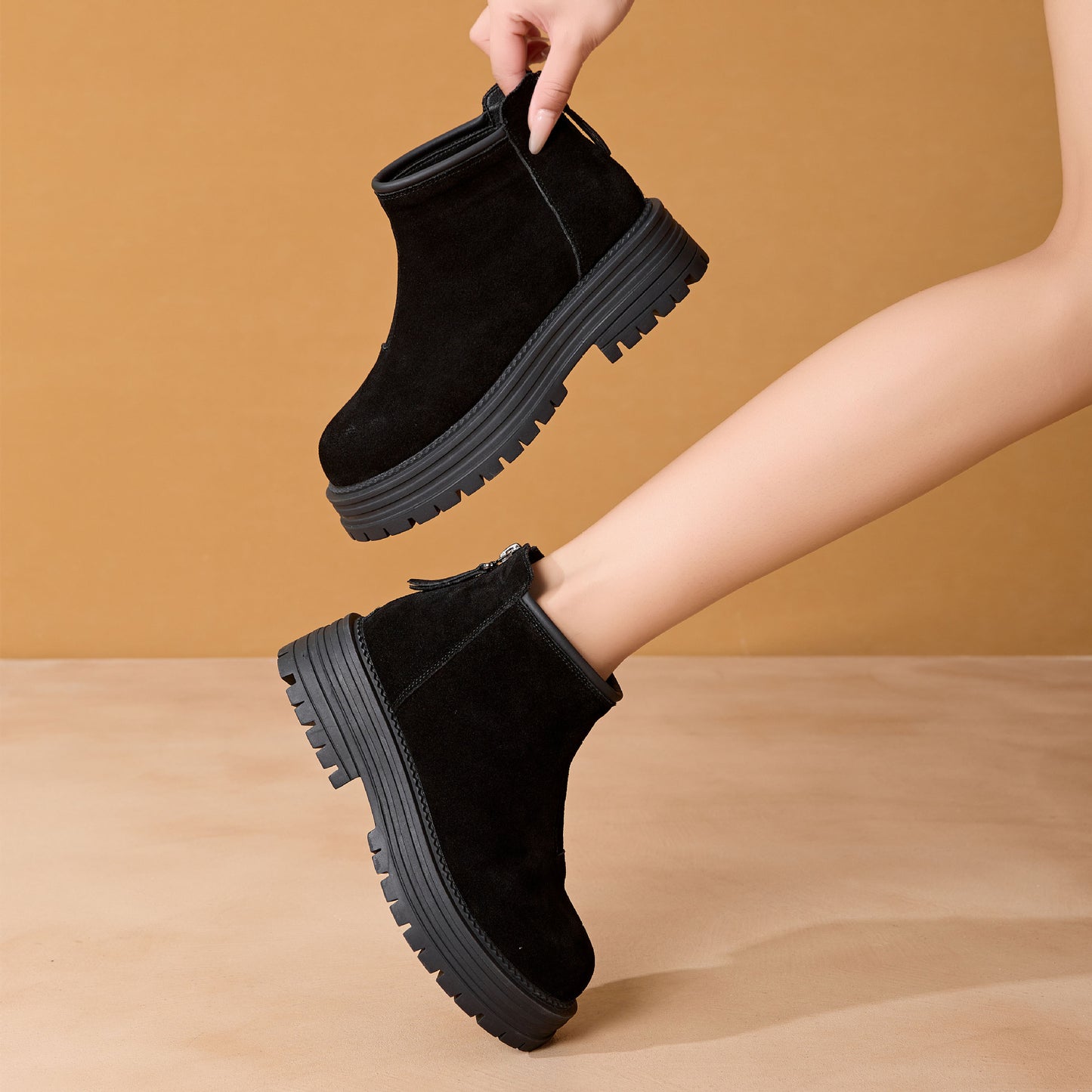 Women's Ankle Winter Fashion Vintage Fleece-lined Warm Soft Boots