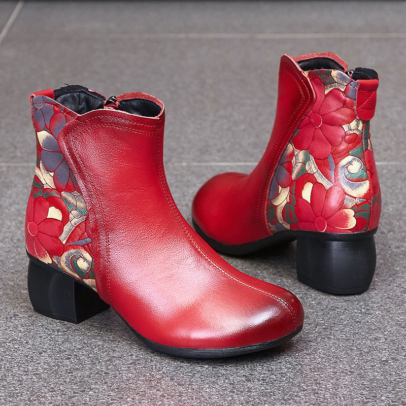 Women's Cowhide Thick Soft Soled Veet Warm Women's Shoes