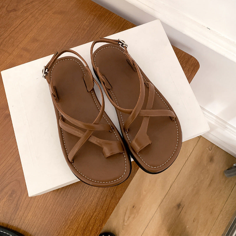 Women's Toe Covering Soft Bottom Niche Roman Sandals