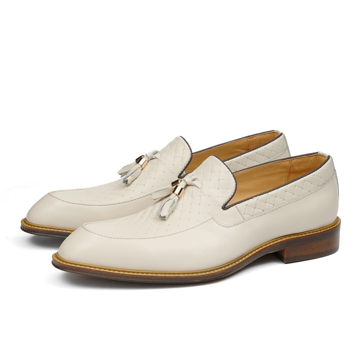 Men's British Vintage Weave Cowhide Small Tassel Business Men's Shoes
