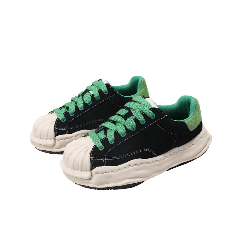 Women's Spring Shell Toe Thick Bottom Versatile Niche Sports Sneakers