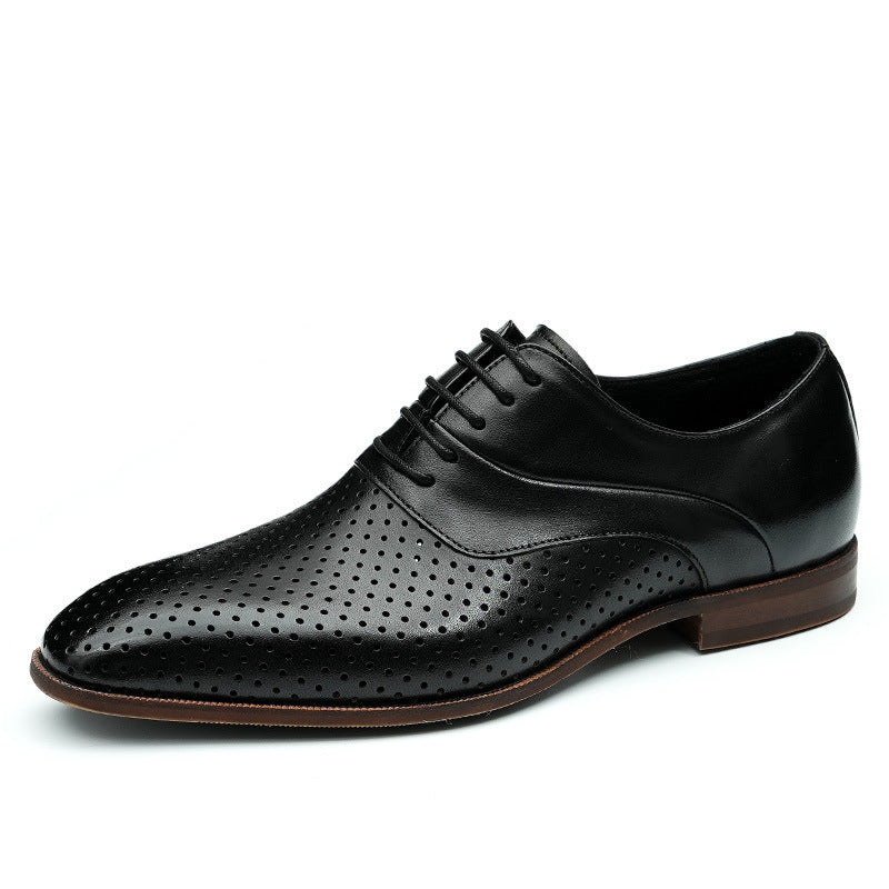 Men's Summer Hollow Genuine Breathable Business Formal Leather Shoes