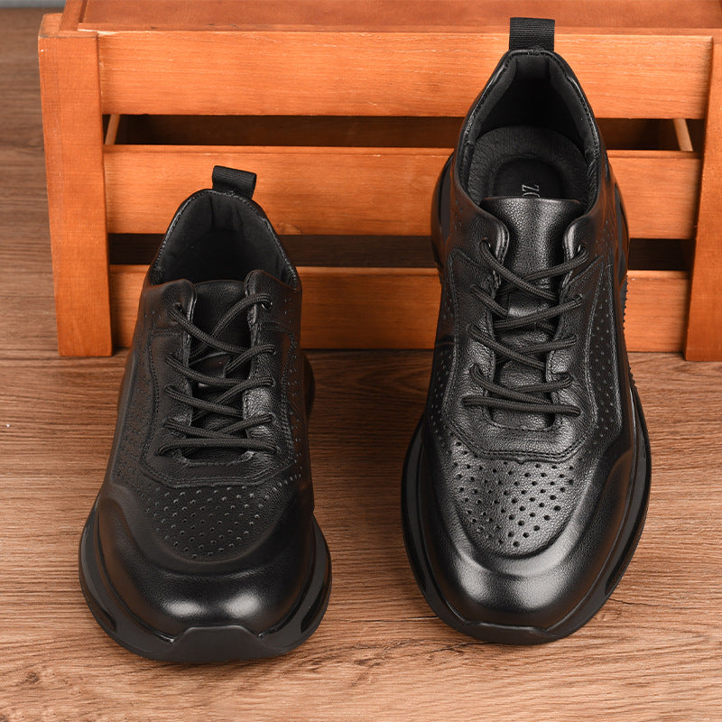 Men's Leisure Breathable Outdoor Sports Round First Leather Shoes