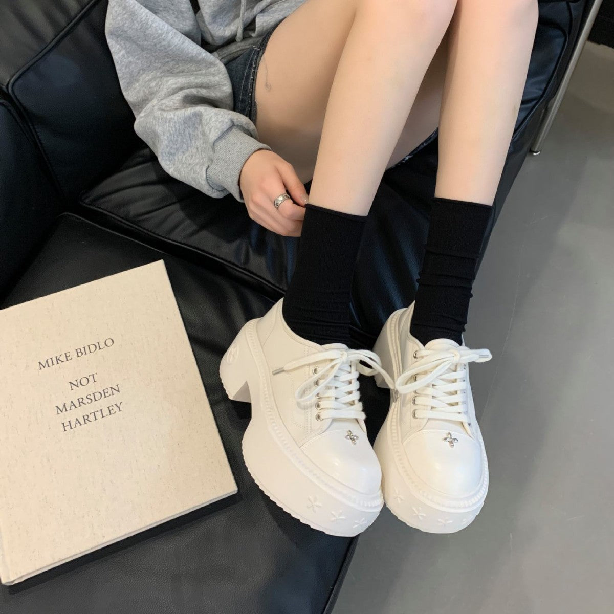 Women's Mom Autumn Street Corner Thick Bottom Large Sneakers