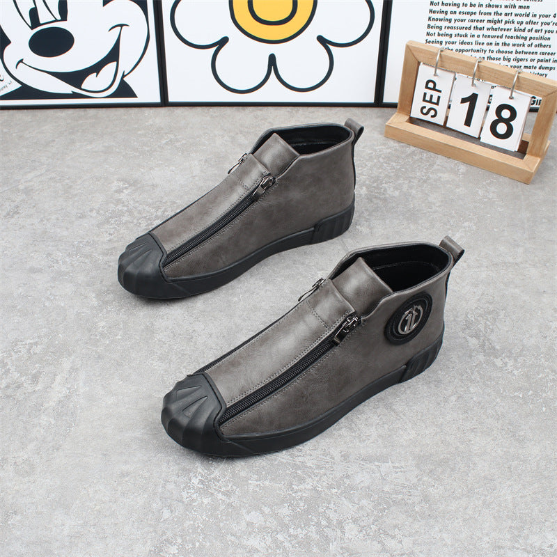 Men's Pumps Zipper Fleece-lined Warm Slugged Bottom Flat Sneakers