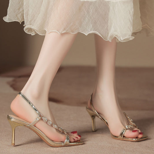High Classic Style With Gold Summer Heels