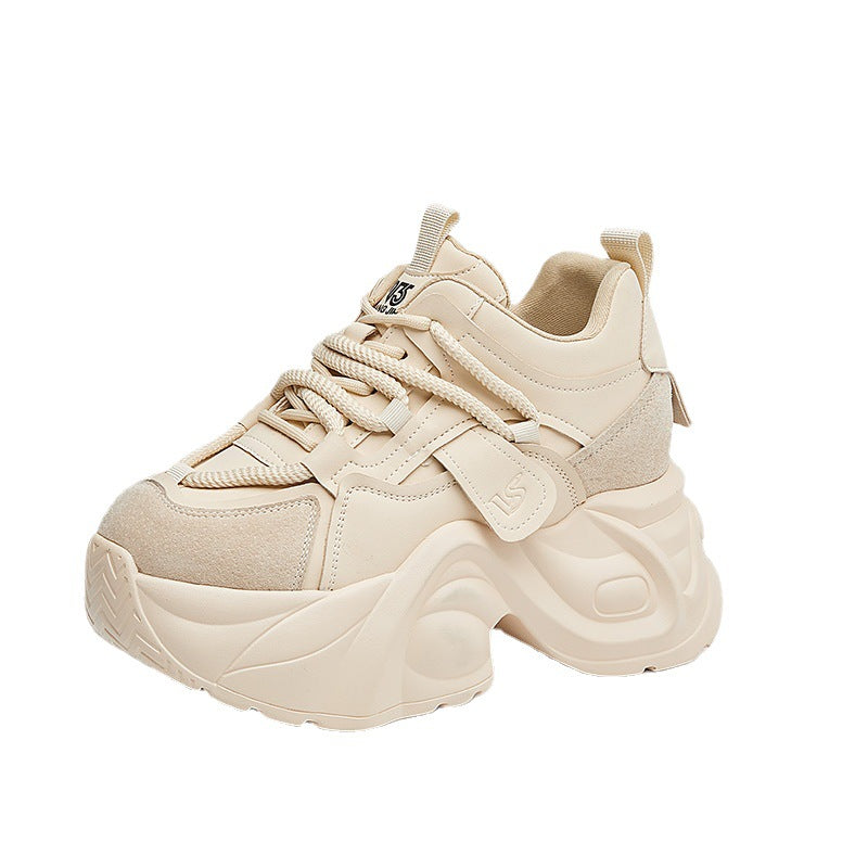 Women's Height Increasing Insole Dad Thick-soled White Casual Shoes