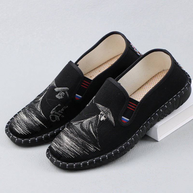 Men's Willing To Embroidered Chinese Style Breathable Canvas Shoes