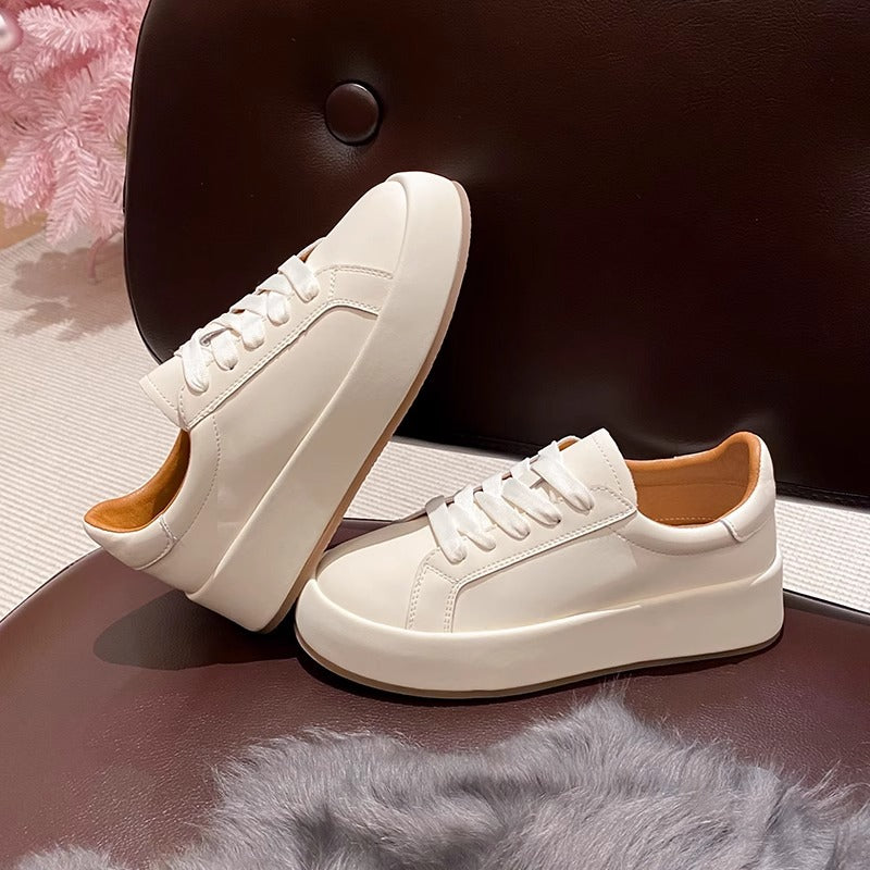 Women's Cowhide Version White Platform Breathable Skateboard Women's Casual Shoes