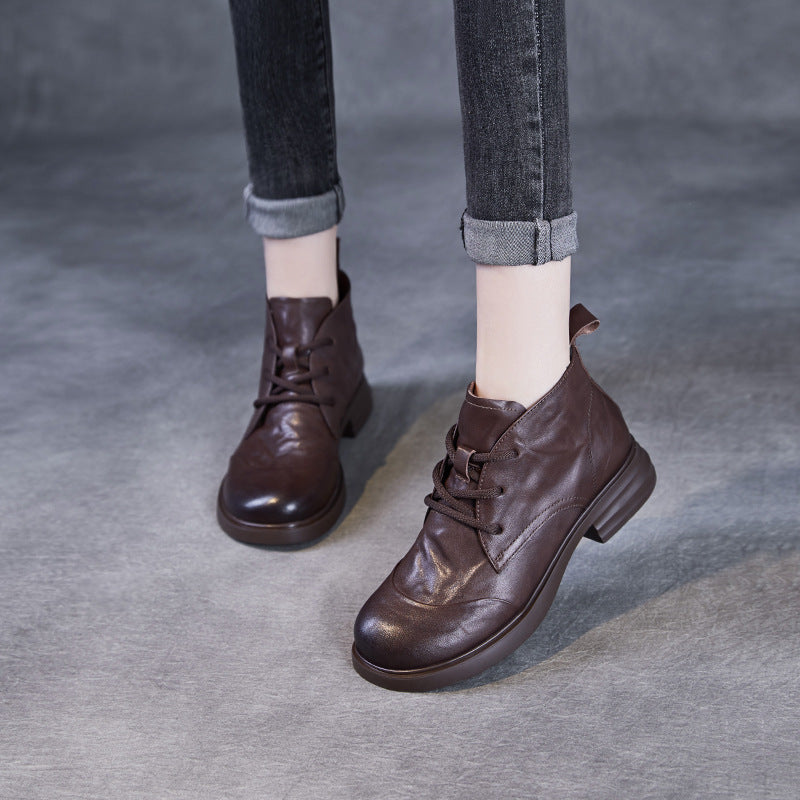 Women's Beautiful Original Color Short Martin Round Toe Light Luxury Boots