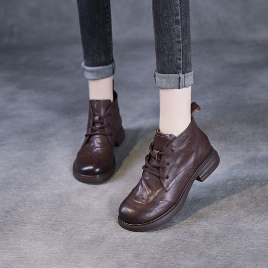 Women's Beautiful Original Color Short Martin Round Toe Light Luxury Boots
