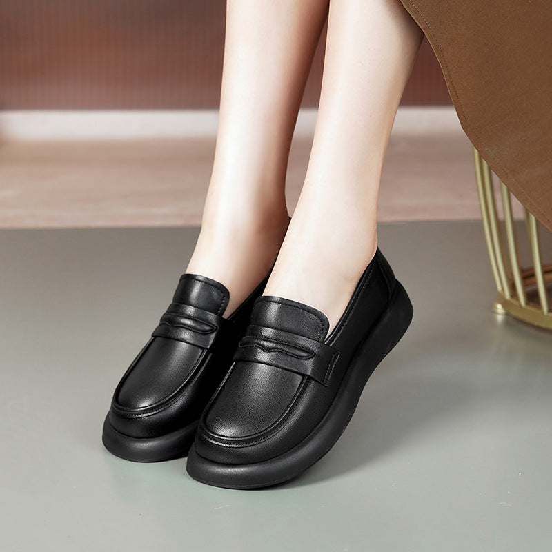 Women's Bottom Flat One Pedal Spring Round Toe Loafers
