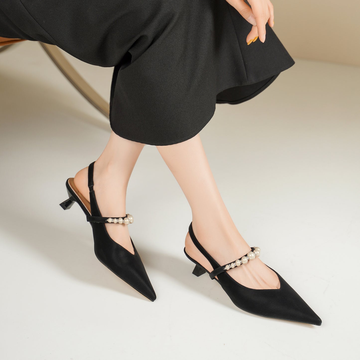 Women's Summer Pointed Stiletto Pearl Grace Heels