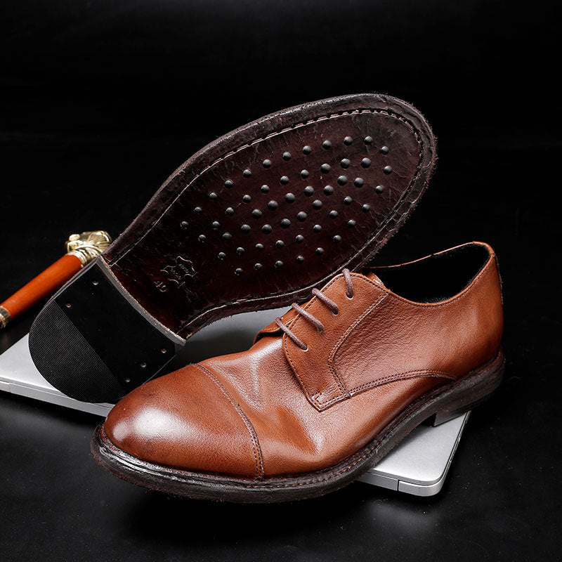Men's Outsole Washed-out Vintage Formal Wear Classic Pointed Leather Shoes
