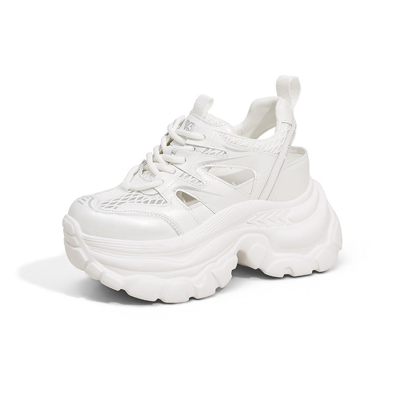 Women's Platform Dad Summer Hollow Hole Breathable Mesh Women's Sports Shoes