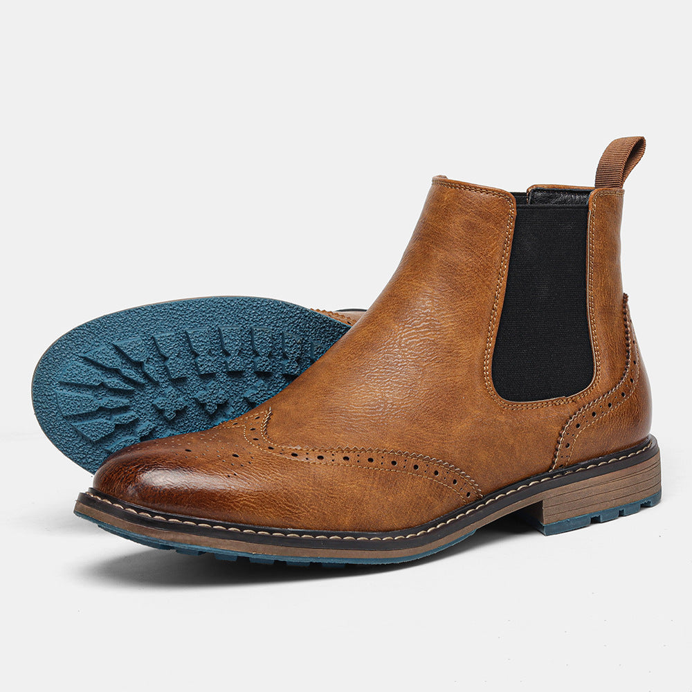 Men's Glamorous Chelsea Carved Brogue Vintage Boots