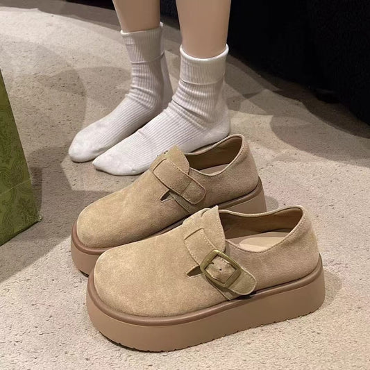 Women's All-inclusive Autumn Retro Top Layer Frosted Casual Shoes