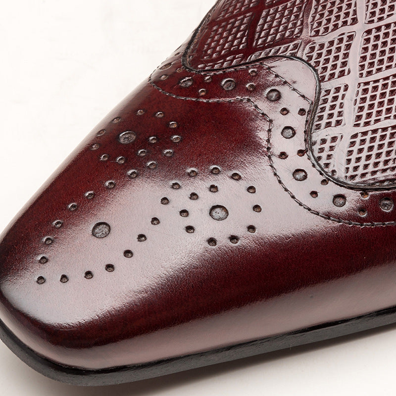 Men's Calfskin Hollow Out Summer Breathable Fashion Pointed Leather Shoes