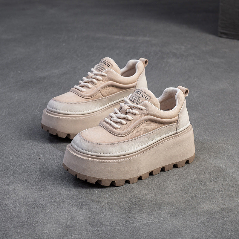 Women's Small Height Increased Retro British Style Casual Shoes