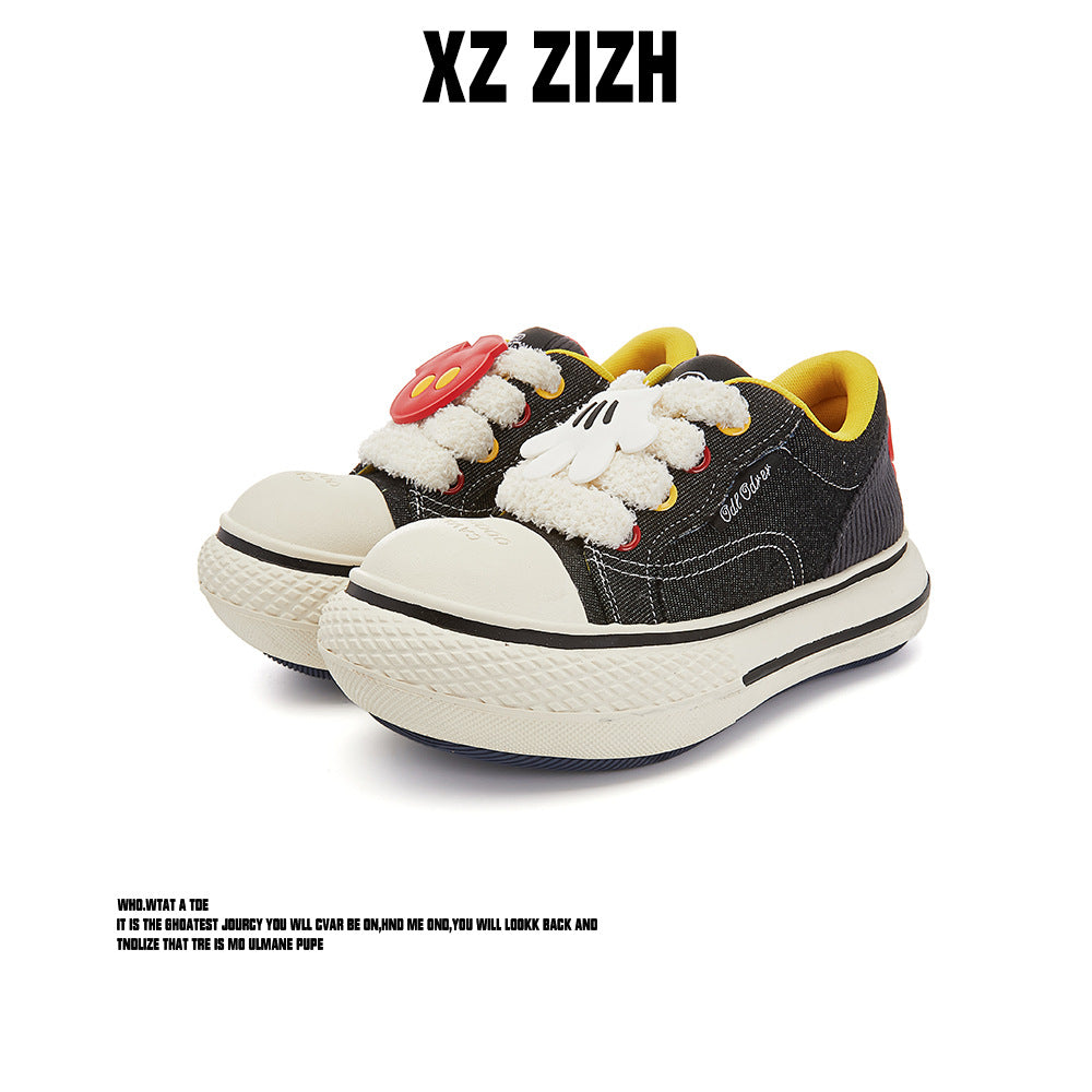 Women's Bottom Increased Big Head Blue Cute Canvas Shoes