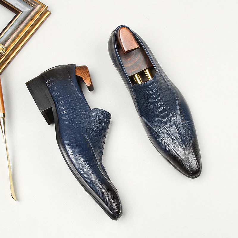 Men's Fashion Trendy Small Sharp Point Crocodile Leather Shoes