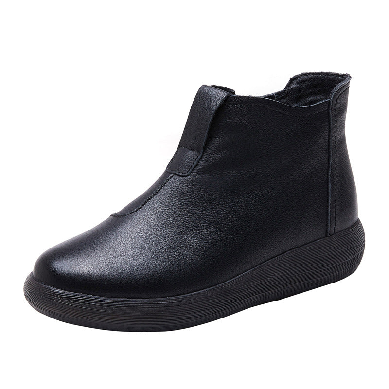 Women's Layer Cowhide Soft Bottom Mom With Women's Shoes