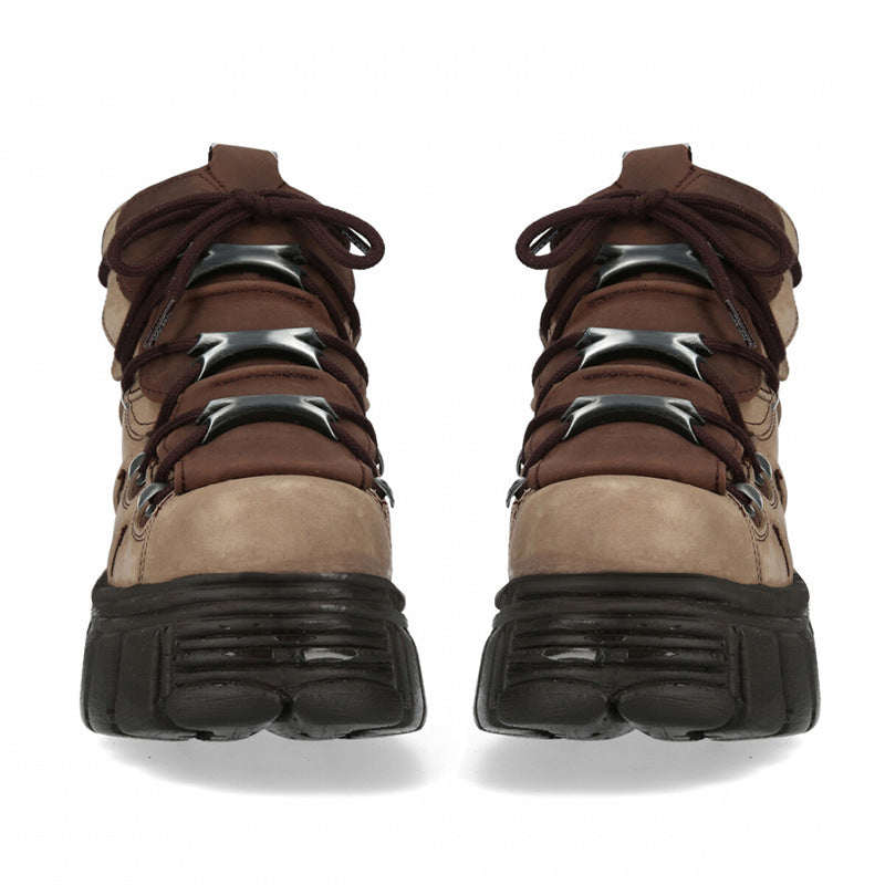 Spring Spanish Fashion Retro Contrast Color Punk Muffin Increased Boots