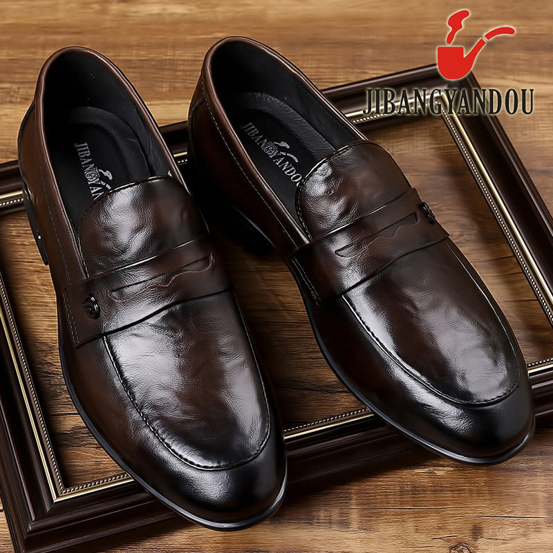 Layer Pure Cattlehide Inside Pigskin Insole Soft Bottom Men's Casual Leather Shoes