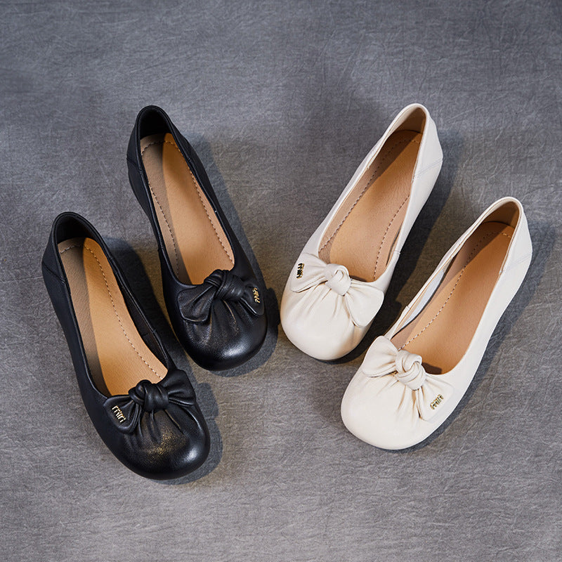 Women's Small Single-layer French Foldable Ballet Bow Casual Shoes