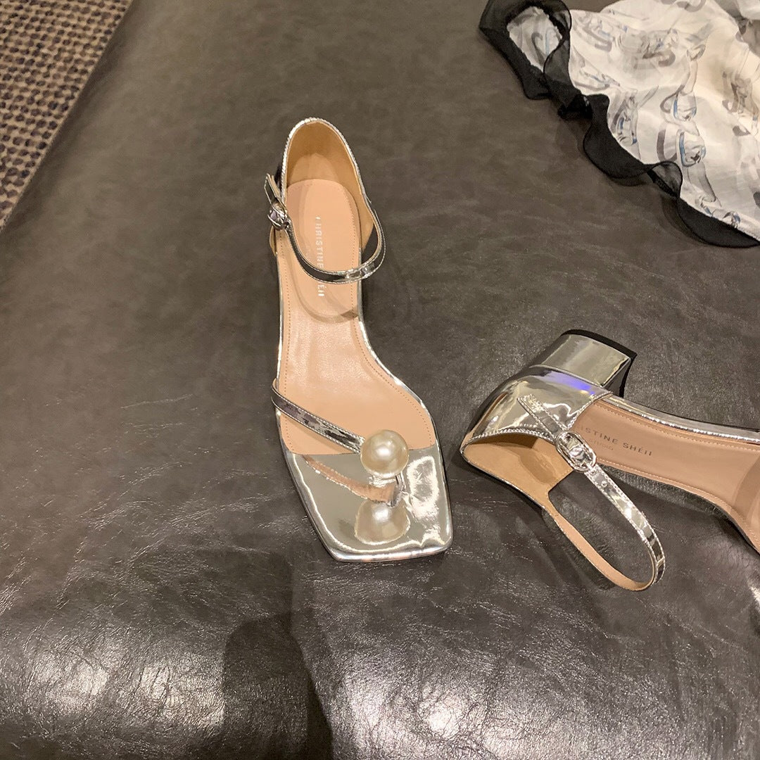 Women's Miss Su Nina Square Toe Pearl Buckle Heels