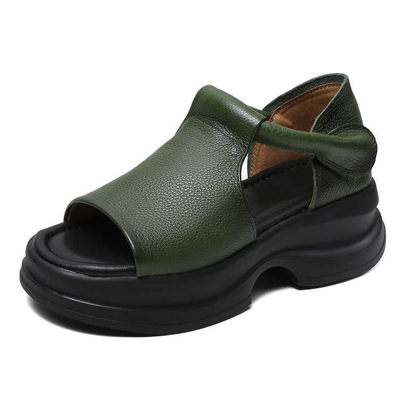 Women's Top Layer Cowhide Roman Open Toe Breathable Sandals