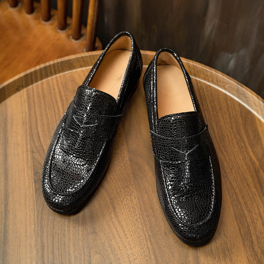 Men's Cowhide Lining Summer British Agate Pattern Loafers