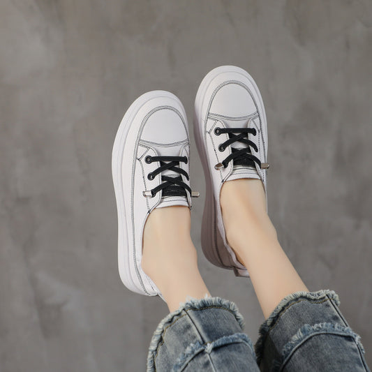 Women's White Western Style Breathable Trendy Flat Casual Shoes