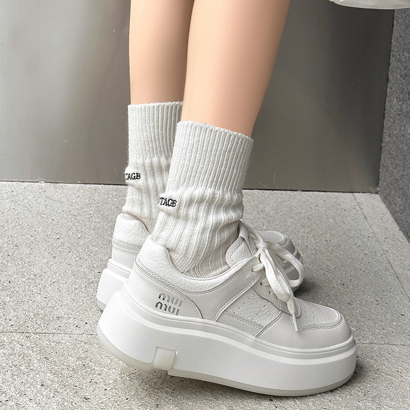 Women's Platform White Spring Versatile Sports Height Casual Shoes