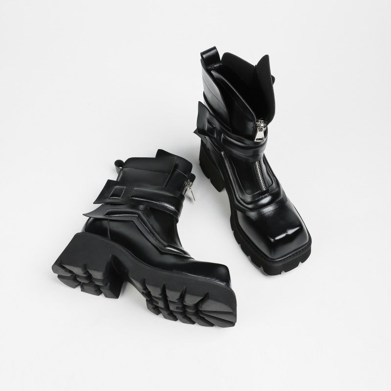 Black Warrior Knight Niche Height Increasing Boots