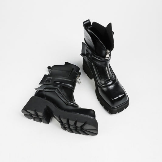 Black Warrior Knight Niche Height Increasing Boots