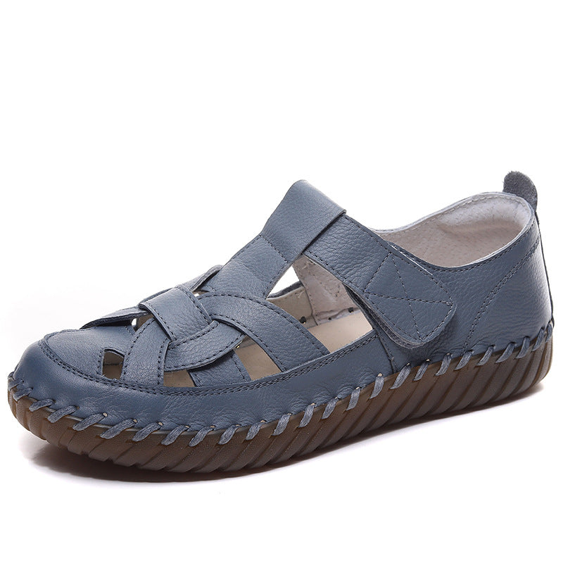 Women's Layer Cowhide Hollow Out Soft Bottom Sandals