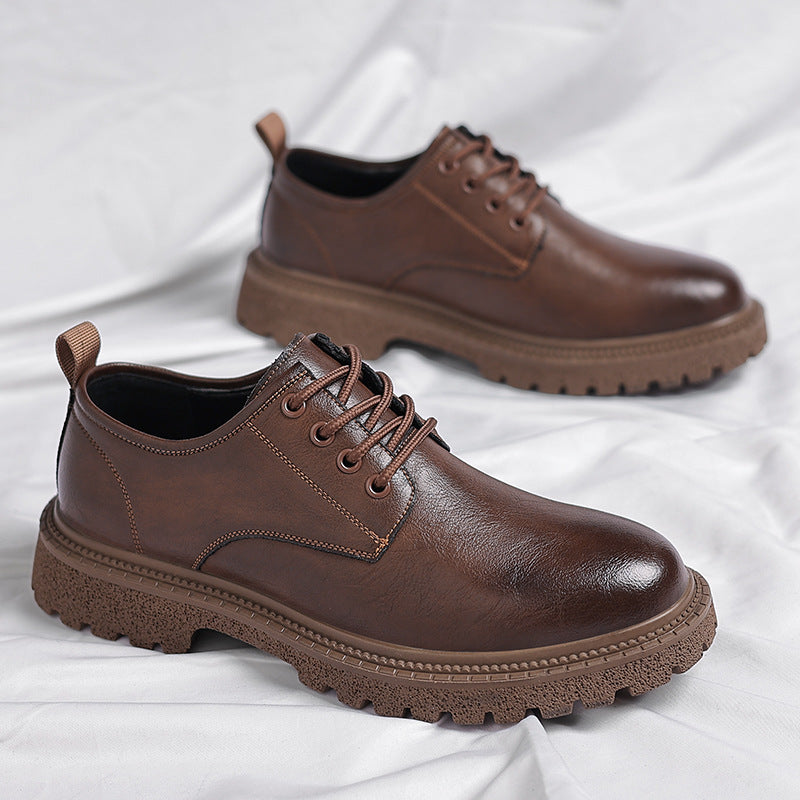 Men's Retro Business Platform Big Head British Leather Shoes