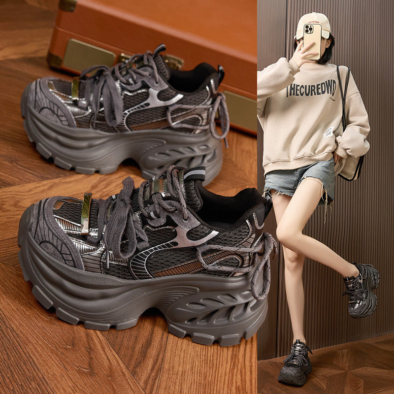 Women's Platform Dad Spring Fashionable Small Height Increasing Women's Sports Shoes