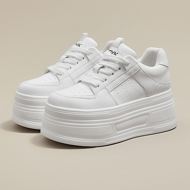 Women's Platform Height Increasing Insole White Spring Casual Shoes