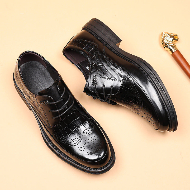 Men's Autumn First Layer Cowhide Formal Wear Wedding Men's Business Leather Shoes