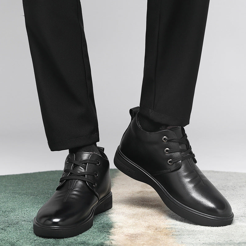 Men's Layer Cowhide Thick Real Wool Winter Men's Shoes