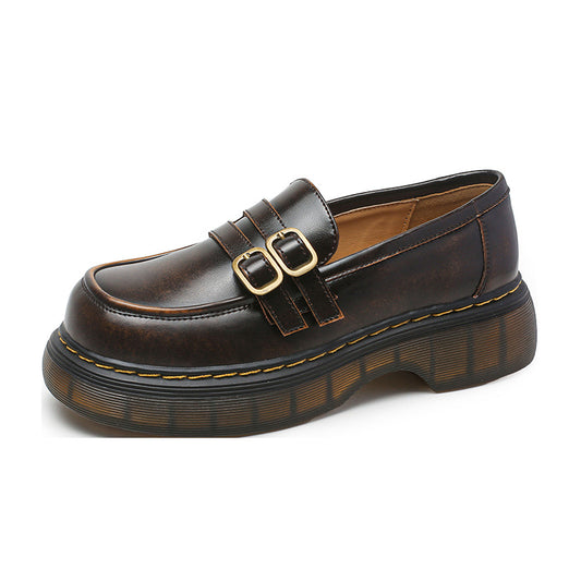 Women's Foot Beauty Power Style Round Head Leather Shoes
