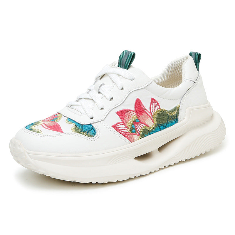 Women's Embroidered Chinese Fashion Light Luxury Exquisite Sports Lotus Women's Casual Shoes