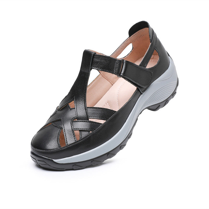 Women's & Men's Cowhide Retro Authentic Hollow Out Rocking Men's Shoes
