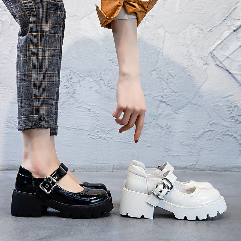 Women's Thick Bottom Low-cut Chunky Round Head Women's Shoes