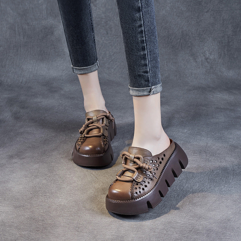 Women's Hollowed Toe Box Half Round Head Slippers