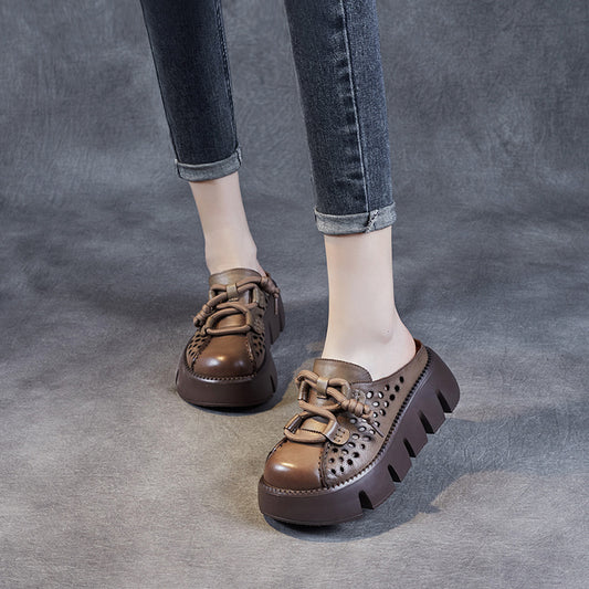 Women's Hollowed Toe Box Half Round Head Slippers