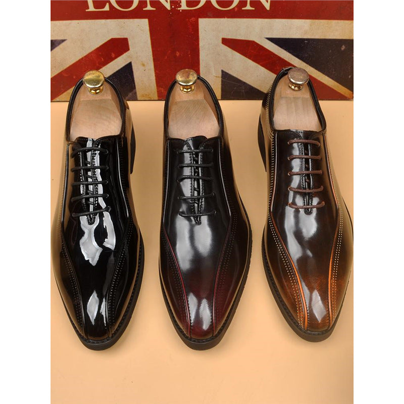Men's Formal British Style Retro Breathable Wedding Leather Shoes